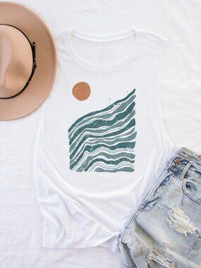 Abstract Boho Muscle Tank Top – Sleeveless Summer Tee